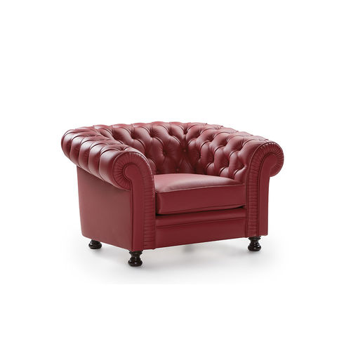 Chesterfield-Sessel - CHESTER - MANUEL LARRAGA - Leder / rot / Contract