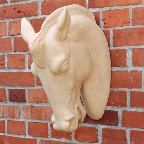 Terrakottaskulptur - HORSE HEAD - GOLEM Baukeramik - für Außenbereich / Wand / wandmontiert