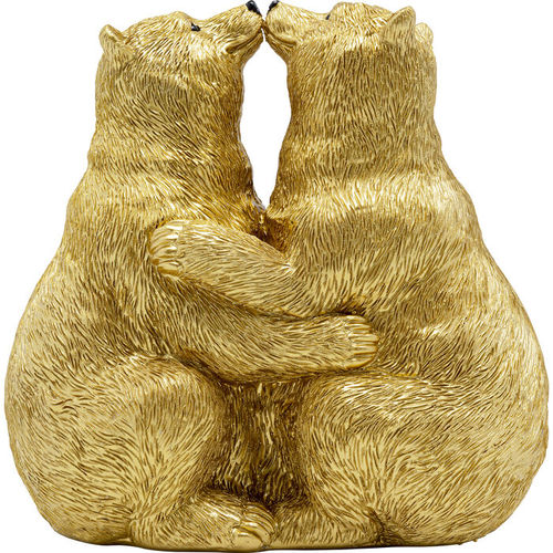 Harz-Skulptur - Kissing Bears - KARE Design - gold / Tier / modern