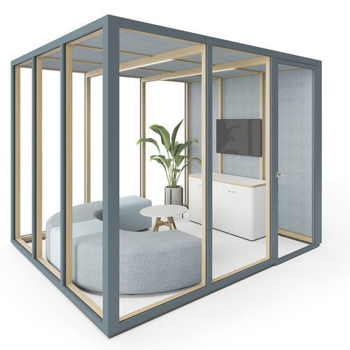 Einzelarbeitsplatz für Meetings - EVA Room 3×3 - Dynamobel - Glas / für 2 Personen / modular