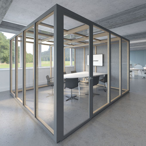 Glas-Einzelarbeitsplatz - EVA ROOM - Dynamobel - modular / mit Glastür / für Meetings