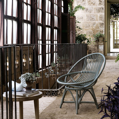 Moderner Sessel - RADIAL - expormim - Rattan / mit Kissen / grau