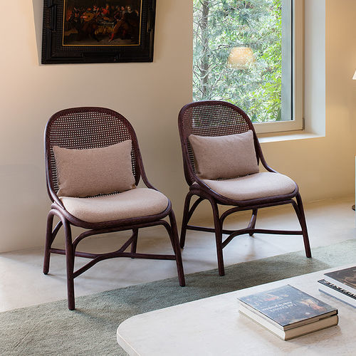 Moderner Sessel - Frames - expormim - Stoff / Rattan / mit abnehmbarem Kissen