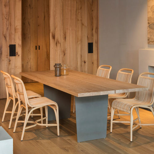 Moderner Esstisch - SLATS - expormim - Eiche / Massivholz / lackiertes MDF