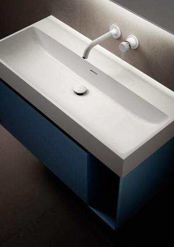 Wand-Waschbecken - LABO - Inbani - Keramik / rechteckig / modern
