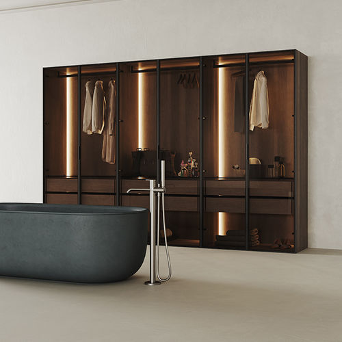 Moderner Kleiderschrank - STRATO - Inbani - MDF / Glas / mit Falttür