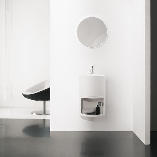 Wandhängender Waschtisch-Unterschrank - TA020 - Inbani - Mineralwerkstoff / Design / mit Spiegel