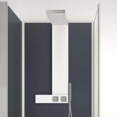 Thermostatische Duschsäule - Aquadesign - Kinedo - Messing / weiß / wandmontiert