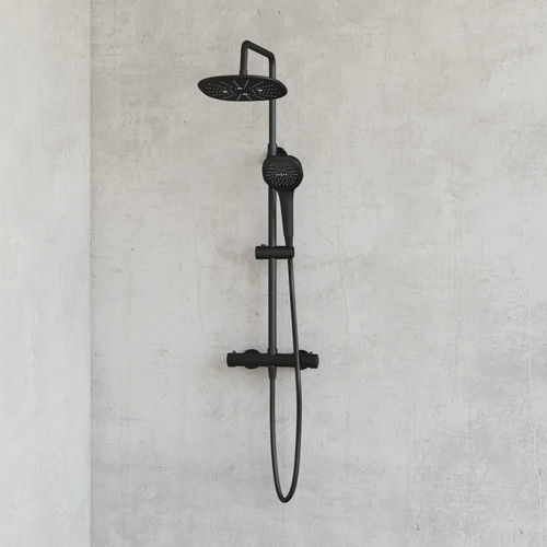 Thermostatische Duschsäule - Aquafactory - Kinedo - Edelstahl / schwarz / wandmontiert