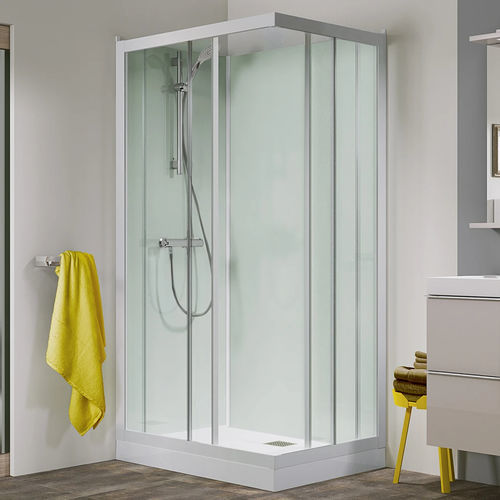 Glas-Duschkabine - Kineprime 100-120  - Kinedo - lackiertes Aluminium / mit Pendeltür / rechteckig