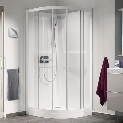 Glas-Duschkabine - Kineprime R80 et R90 - Kinedo - lackiertes Aluminium / mit Schiebetür / mit Pendeltür