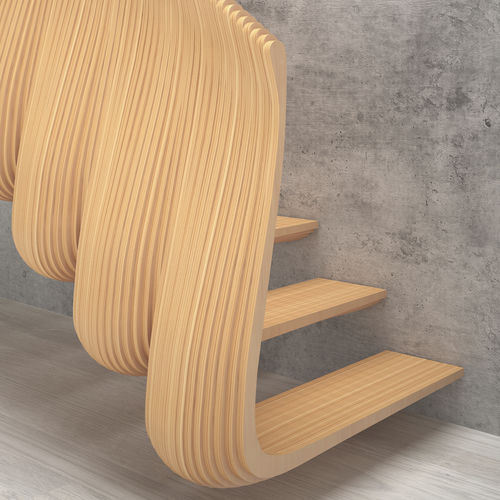 High-End-Treppe - LAMINA - EeStairs - gerade / Holzstufen / für den Innenraum