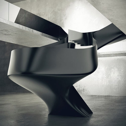High-End-Treppe - NIO - EeStairs - rundgewendelt / Metallstufen / mit Metallstruktur