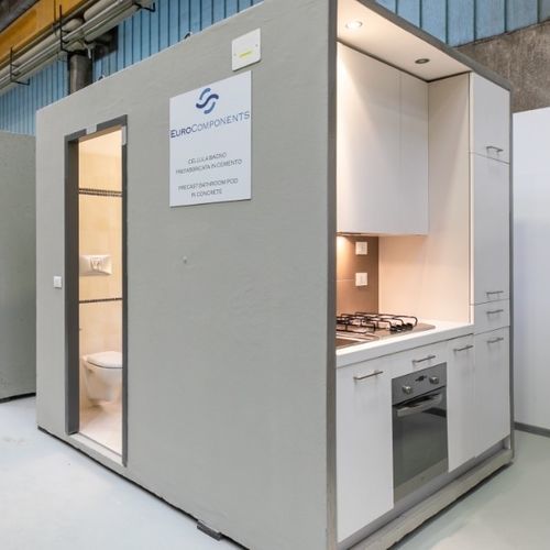 Kompakte Kochnische - COMBI - eurocomponents spa - Stahl / galvanisiertem Stahl / Stahlbeton