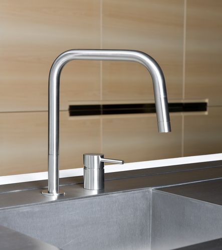 Aufsatz-Einhebelmischer - F2 SQ E - MGS Progetti - Edelstahl / für Küche / 2-Loch