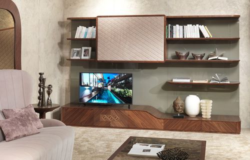 Moderne Wohnwand - LB33 DESYO  - CARPANELLI - Holz / mit Schubladen / mit Regal