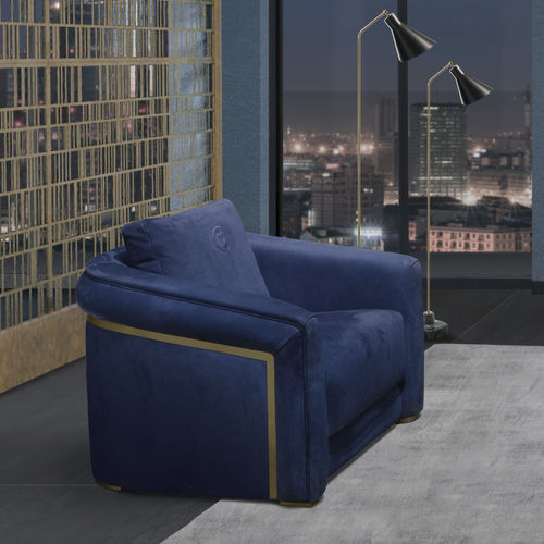 Moderner Sessel - PO77 DESYO  - CARPANELLI - Leder / Stoff / blau