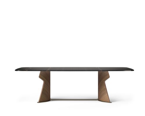 Moderner Tisch - TA72KMA SHAPE - CARPANELLI - Nussbaum / Marmor / Gestell aus Metall