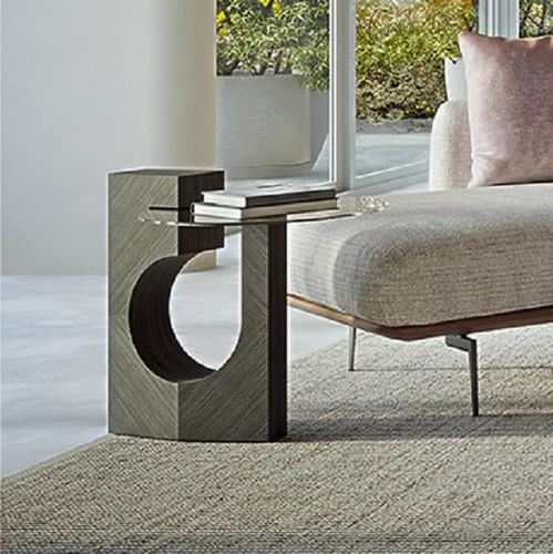 Beistelltisch / originelles Design - TL73-TL74 SEE YE TAY CHIARO-SCURO - CARPANELLI - Glas / Gestell aus Holz / mit Mittelfuß