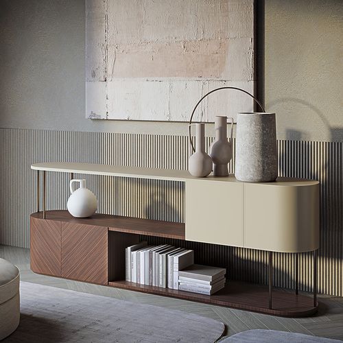 Modernes Sideboard - CR76 GAE - CARPANELLI - Nussbaum / Metall / Leder