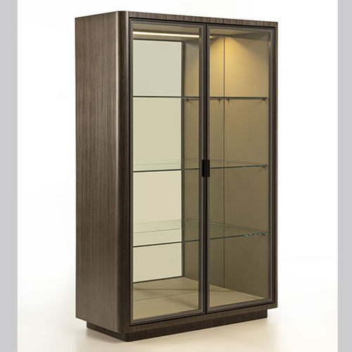 Moderne Vitrine - VE49 DAFNE - CARPANELLI - Rauchglas / Holz / beleuchtet