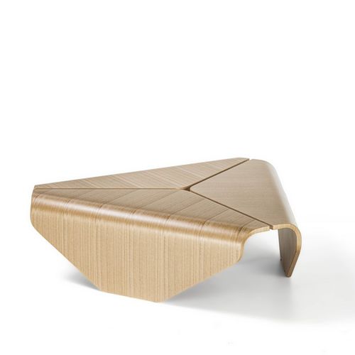 Moderner Couchtisch - TL80 NARA - CARPANELLI - Eukalyptusholz / Bugholz / Gestell aus gebogenem Holz