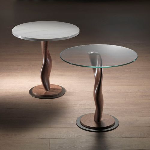 Moderner Lampentisch - TL42 PISTILLO  - CARPANELLI - Glas / Nussbaum / rund