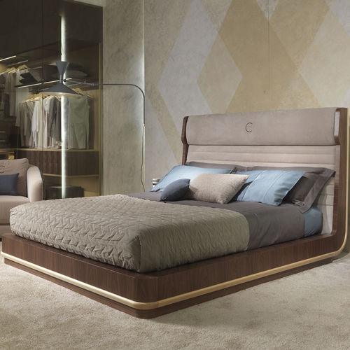 Doppelbett - LE26 GALILEO - CARPANELLI - modern / gepolstertes Kopfteil / Holz