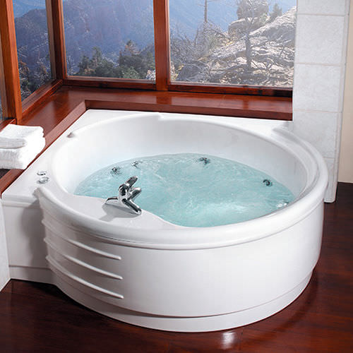 Badewanne für Eckeinbau - MERIDIAN - Awal Bathsystem - Acryl / Wassermassage / weiß