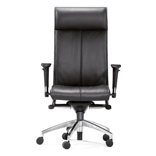 Moderner Chefsessel - DUKE - Caray collectivites - Leder / poliertes Aluminium / mit neigbarer Rückenlehne