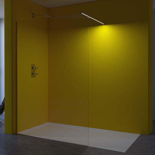 Festinstallierte Duschwand - SPACE LONGLEAT + LED - Lasser, S.A. - für Eckeinbau / Hartglas