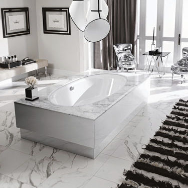 Freistehende Badewanne - DENVER 215 - Milldue - Marmor / Stahl / weiß