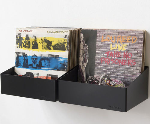 Wandmontiertes Regal - TEENYLE X2-NOIR - TEEbooks - modern / lackierter Stahl / für Schallplatten