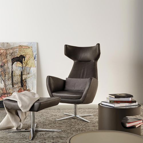 Moderner Sessel - GENTLEMAN - ART NOVA - Stoff / Leder / Holz