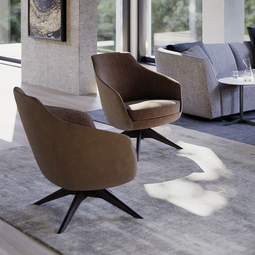 Moderner Sessel - CELINE - ART NOVA - Stoff / Leder / Holz