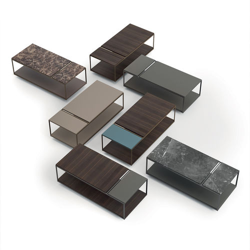 Moderner Couchtisch - GLAM - ART NOVA - Eiche / Holzfurnier / Marmor
