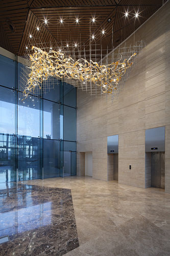 Moderner Kronleuchter - ELEMENTS - LASVIT - geblasenes Glas / Metall / LED