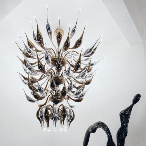 Moderner Kronleuchter - Custom Made Chandelier - LU Murano - geblasenes Glas / für Gewerbegebrauch / mit Lampenschirm
