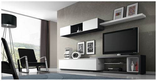 Moderne Wohnwand - ELI 8901 - Baixmoduls - lackiertes Holz