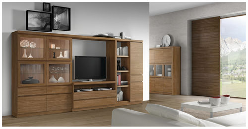 Moderne Wohnwand - ROMA 3957 - Baixmoduls - Holz