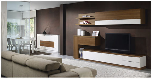 Moderne Wohnwand - L500 : 9510 - Baixmoduls - Holz