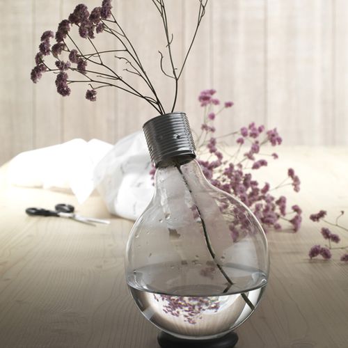 Vase / originelles Design - Vesoi - Glas / aus verchromtem Metall