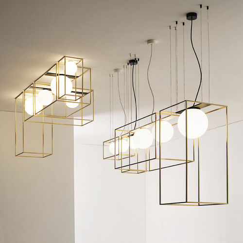 Moderne Deckenleuchte - MULTIPLO - Vesoi - rechteckig / geblasenes Glas / Messing