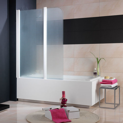 Faltbarer Badewannen-Duschwand - 3052 - HISPABAÑO - links / 2 Paneele / aus Siebdruck-Glas