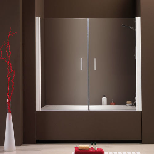 Schwenkbarer Badewannen-Duschwand - 3053 - HISPABAÑO - Hartglas / 2 Paneele / aus Siebdruck-Glas