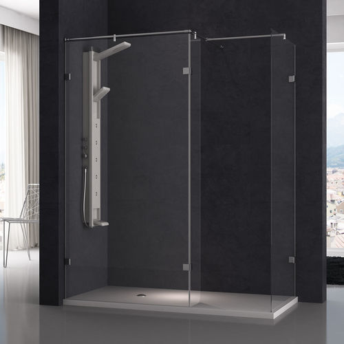 Festinstallierte Duschwand - 703 - HISPABAÑO - für Eckeinbau / Hartglas / Transparentglas