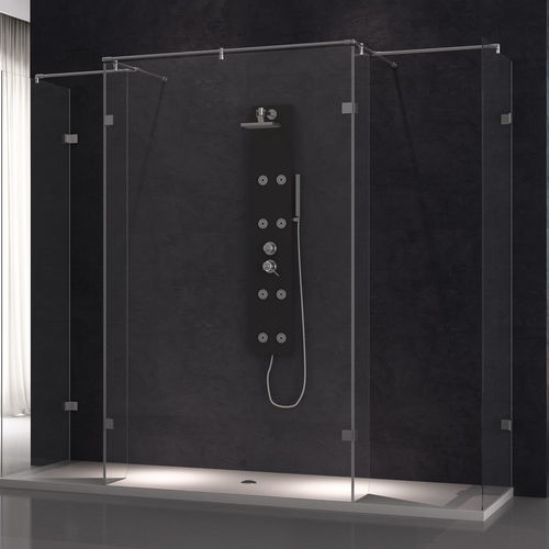 Festinstallierte Duschwand - 705 - HISPABAÑO - auf der Duschwanne / Hartglas / Transparentglas