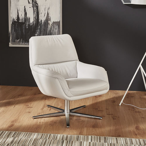 Moderner Relaxsessel - 7842 - Himolla Polstermöbel - Leder / Edelstahl / mit Fußstütze
