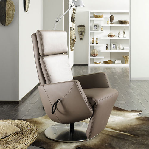 Moderner Relaxsessel - EASY SWING : 7952 - Himolla Polstermöbel - Leder / Edelstahl / mit Fußstütze