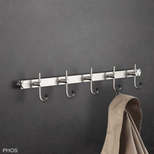 Wandmontierter Garderobenständer - HLX5 - PHOS Design GmbH - modern / Edelstahl